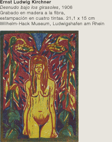 Ernst Ludwig Kirchner . Desnudo bajo los girasoles