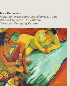 Max Pechstein . Mujer con indio sobre una alfombra