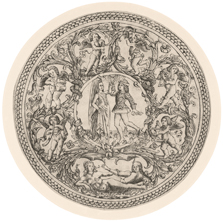 Pair of Dancers encircled by a Wreath with Music-Making Cupids and a Reclining Couple