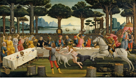 El banquete en el pinar: Tercera escena de la historia de Nastagio degli Onesti