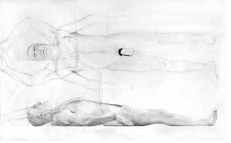 Profile and front view for Recumbent Man (Francisco)
