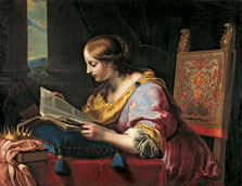 Santa Catalina leyendo un libro
