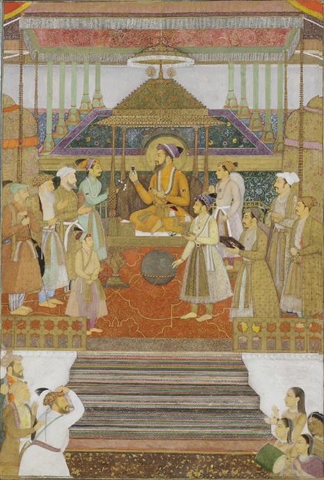 El emperador Shah Jahan en el Trono del Pavo Real
